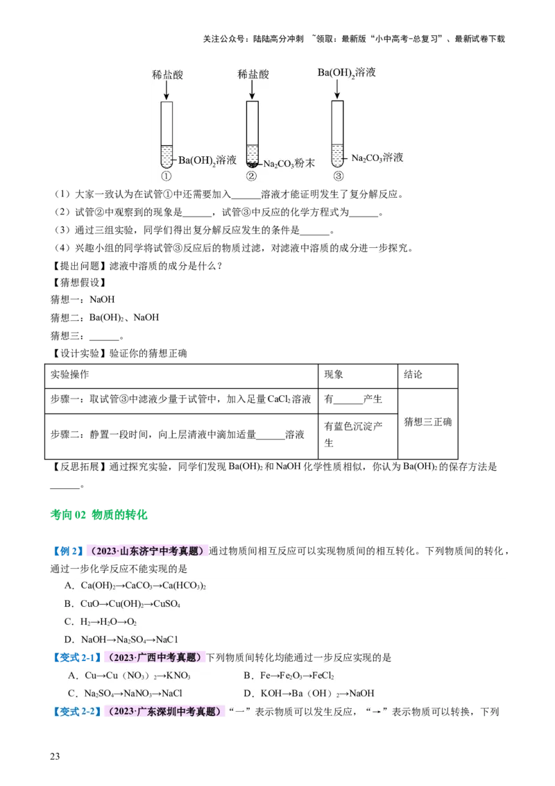 专题08盐化肥（讲义）-2024年中考化学一轮复习讲练测（全国通用）（原卷版）_02中考总复习（2026版更新中）_05-化学-中考总复习_2024年中考复习资料_一轮复习资料