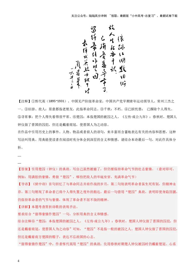 专题08：古诗词鉴赏之诗句赏析(练习）解析版_02中考总复习（2026版更新中）_01-语文-中考总复习_2026年中考复习（更新中）