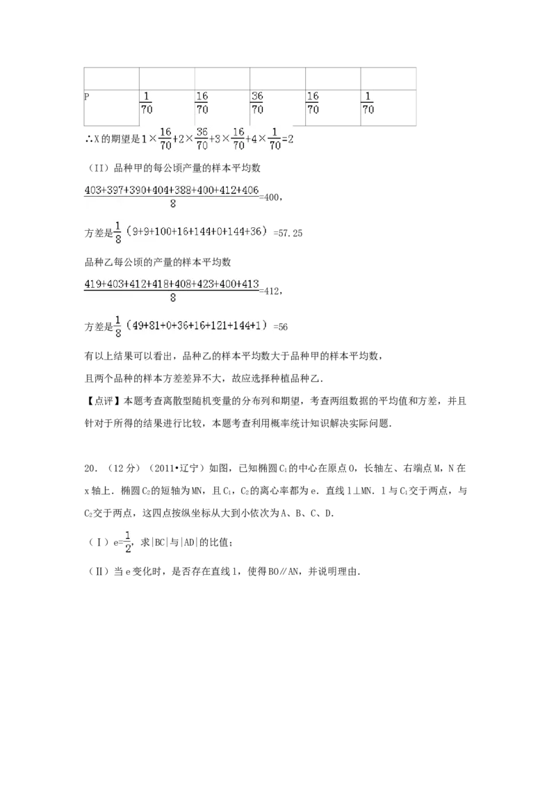 2011年辽宁高考理科数学真题及答案_全国卷+地方卷_2.数学_1.数学高考真题试卷_2008-2020年_地方卷_辽宁省高考数学08-22_数学（理科）