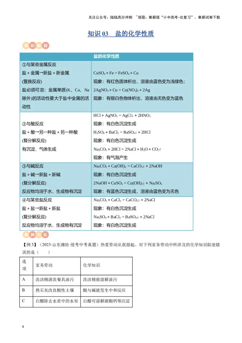 专题08盐、化肥（原卷版）_02中考总复习（2026版更新中）_05-化学-中考总复习_2024年中考复习资料_一轮复习资料_完口袋书2024年中考化学一轮复习知识清单