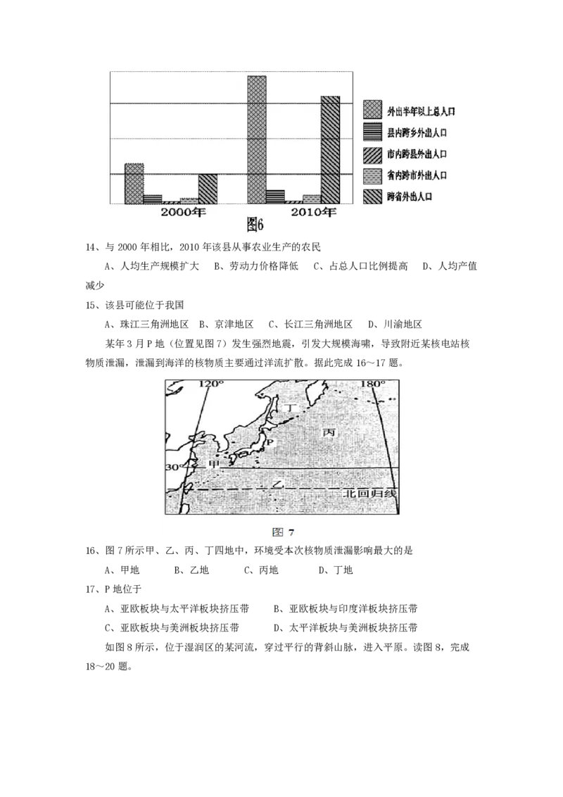 2014年高考地理（原卷版）（海南卷）_全国卷+地方卷_8.地理_1.地理高考真题试卷_2008-2020年_地方卷_海南高考地理08-20_A4word版_PDF版（赠送）