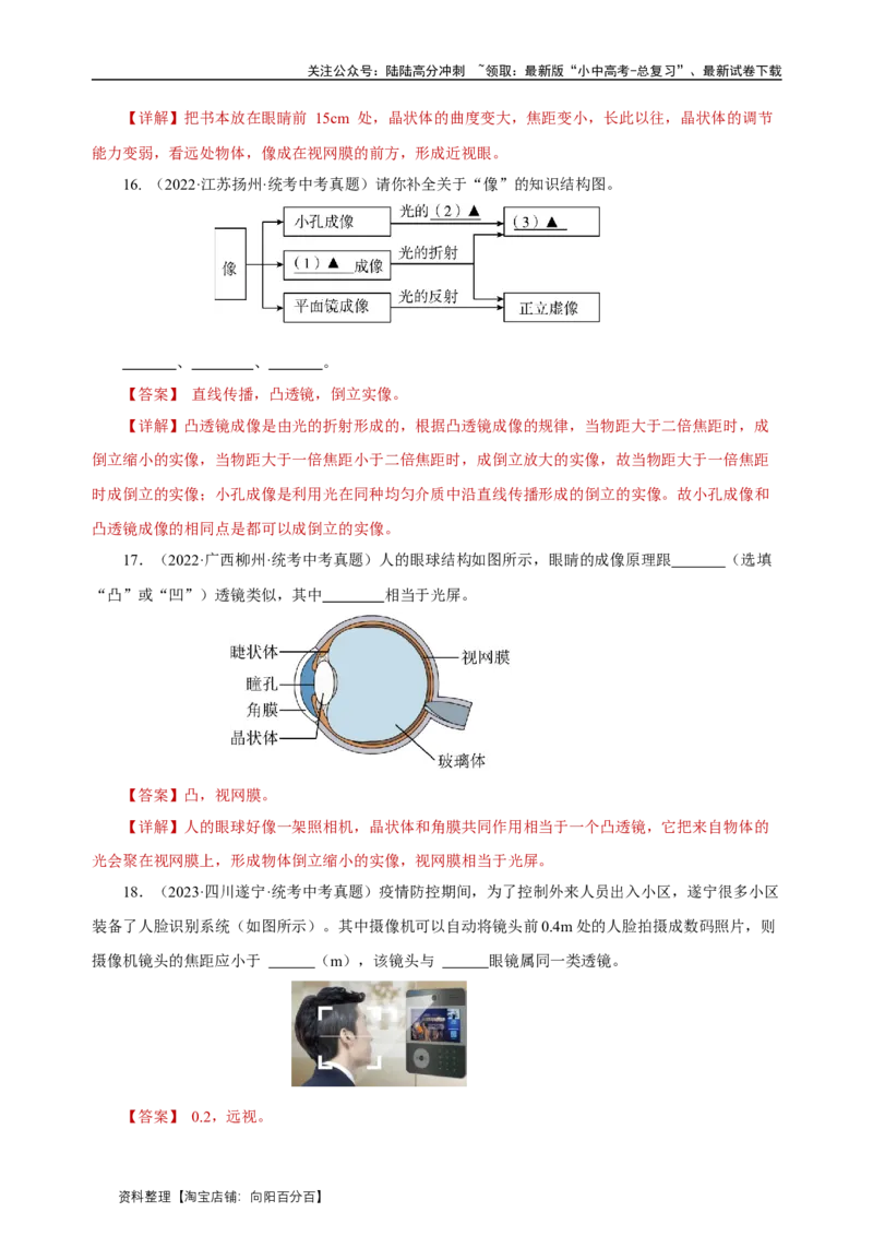 专题05透镜及其应用（真题训练）（解析版）_02中考总复习（2026版更新中）_04-物理-中考总复习_2024年中考复习资料_一轮复习_更新2024年中考物理一轮复习精品资料_配套练习