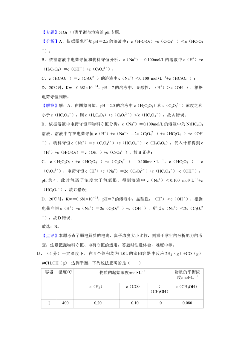 2016年江苏省高考化学试卷解析版_全国卷+地方卷_5.化学_1.化学高考真题试卷_2008-2020年_地方卷_江苏高考化学2008-2020_A4word版