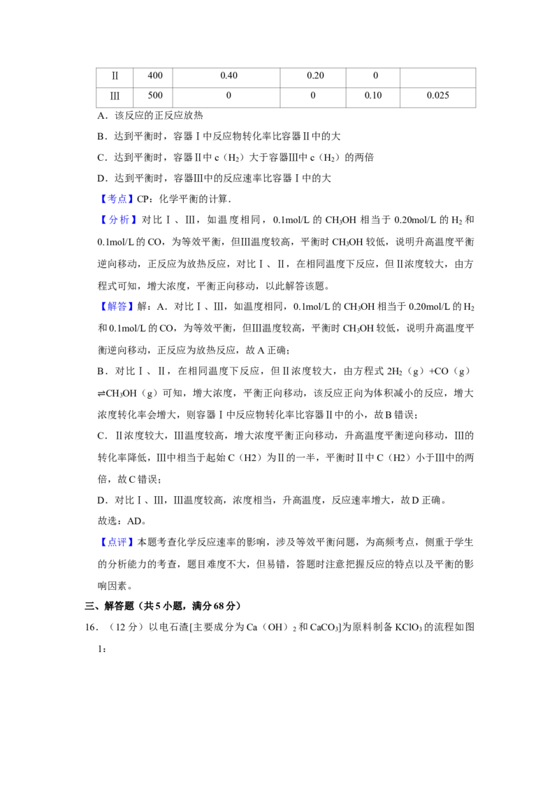 2016年江苏省高考化学试卷解析版_全国卷+地方卷_5.化学_1.化学高考真题试卷_2008-2020年_地方卷_江苏高考化学2008-2020_A4word版