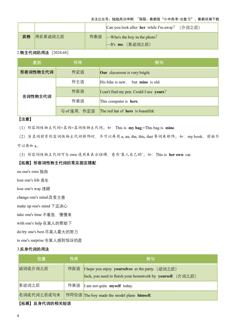 专题05代词、冠词和介词（讲练）（解析版）_02中考总复习（2026版更新中）_03-英语-中考总复习_2025中考复习资料_2025中考二轮课件ppt+讲义+练习英语_讲义+练习