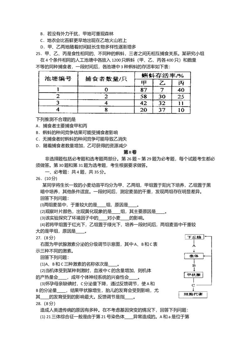 2013年高考海南卷生物（原卷版）_全国卷+地方卷_6.生物_1.生物高考真题试卷_2008-2020年_地方卷_海南高考生物08-20_A4word版_原卷版（建议只打印原卷版，答案版手机对答案即可）