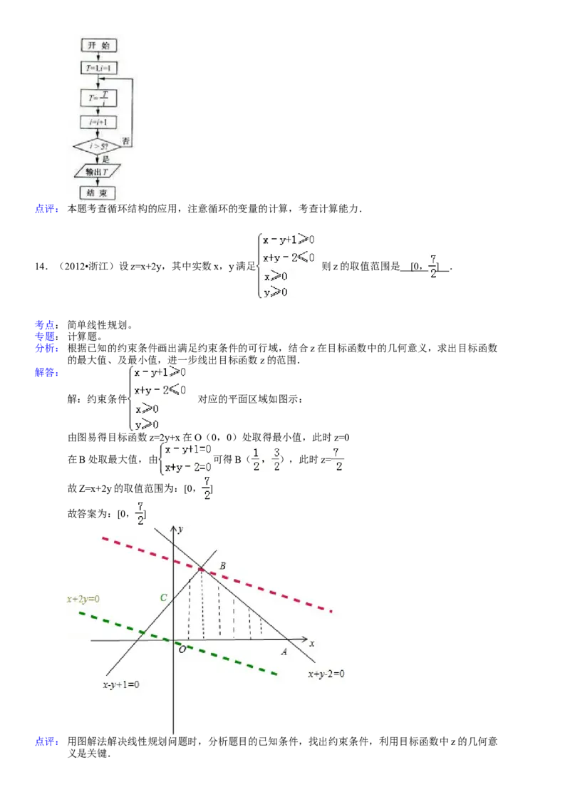 2012年浙江省高考数学文（解析版）_全国卷+地方卷_2.数学_1.数学高考真题试卷_2008-2020年_地方卷_浙江高考数学08-23_A4word版