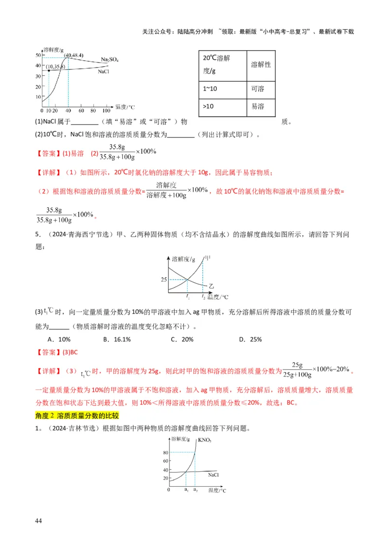 专题04水和溶液（解析版）_02中考总复习（2026版更新中）_05-化学-中考总复习_2025年中考复习资料_备战2025年中考化学真题题源解密