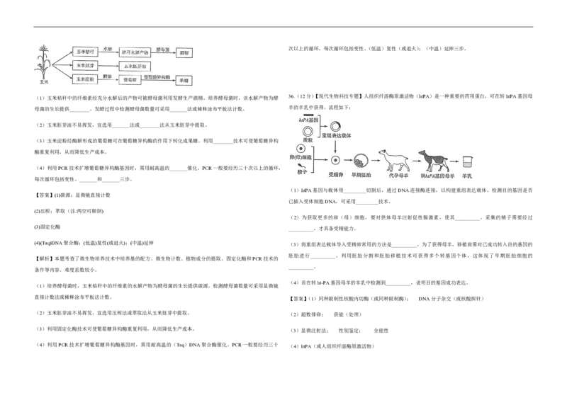 2014年高考真题生物（山东卷）（解析版）_全国卷+地方卷_6.生物_1.生物高考真题试卷_2008-2020年_地方卷_山东高考生物08-21_山东高考生物_A3版_pdf版