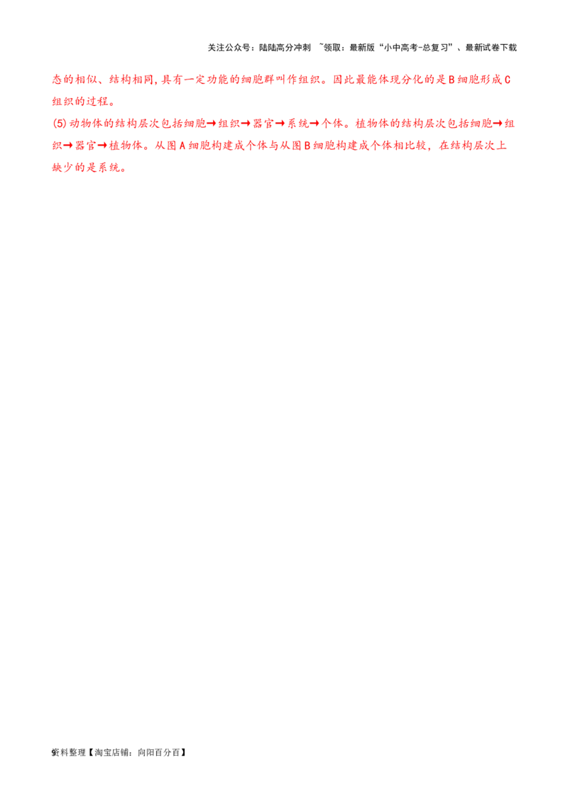 专题05生物体的结构层次（解析版）_02中考总复习（2026版更新中）_08-生物-中考总复习_2024年中考复习资料_一轮复习_配套练习_教师版（含答案解析）