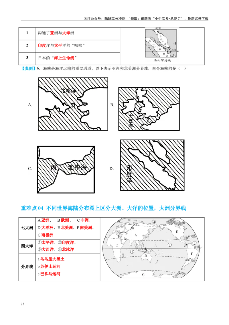 专题04陆地和海洋（讲义）（原卷版）_02中考总复习（2026版更新中）_09-地理-中考总复习_2024年中考复习资料_一轮复习_❤2024年中考地理一轮复习讲练测（全国通用）_配套讲义