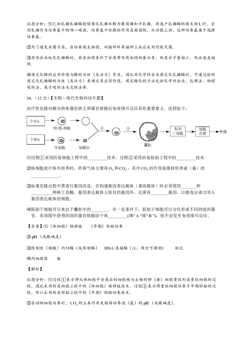 2015年高考真题生物（山东卷）（解析版）_全国卷+地方卷_6.生物_1.生物高考真题试卷_2008-2020年_地方卷_山东高考生物08-21_山东高考生物_A4版_pdf版