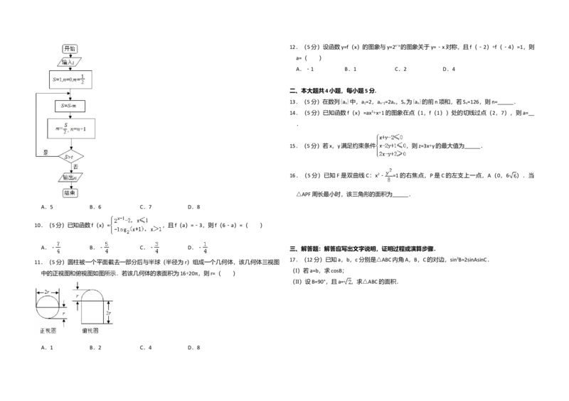 2015年全国统一高考数学试卷（文科）（新课标Ⅰ）（解析版）_全国卷+地方卷_2.数学_1.数学高考真题试卷_2008-2020年_全国卷_全国1卷（2008-2022）_高考数学（文科）（新课标ⅰ）_A3word版
