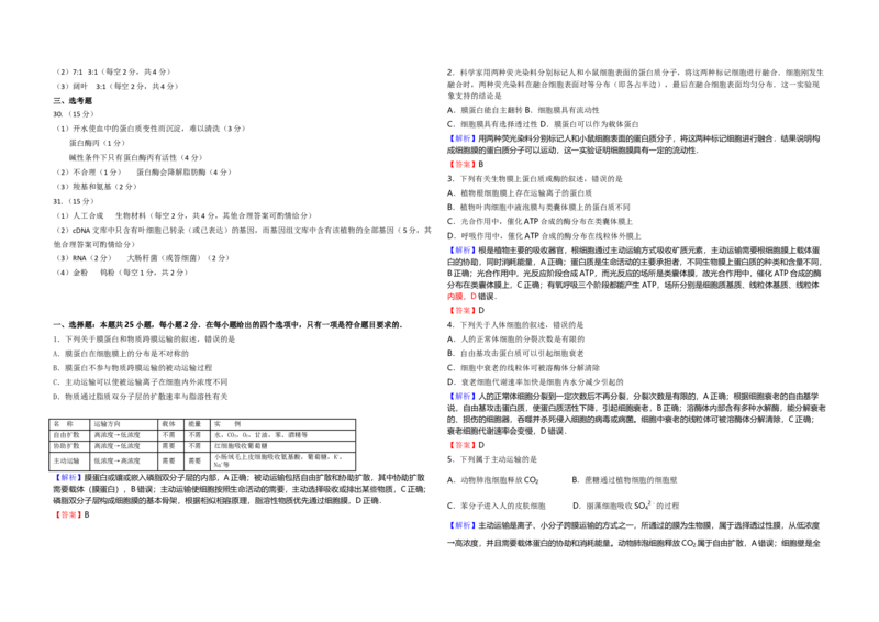 2016年海南省高考生物真题及答案_全国卷+地方卷_6.生物_1.生物高考真题试卷_2008-2020年_地方卷_海南高考生物08-20_A3word版_答案版