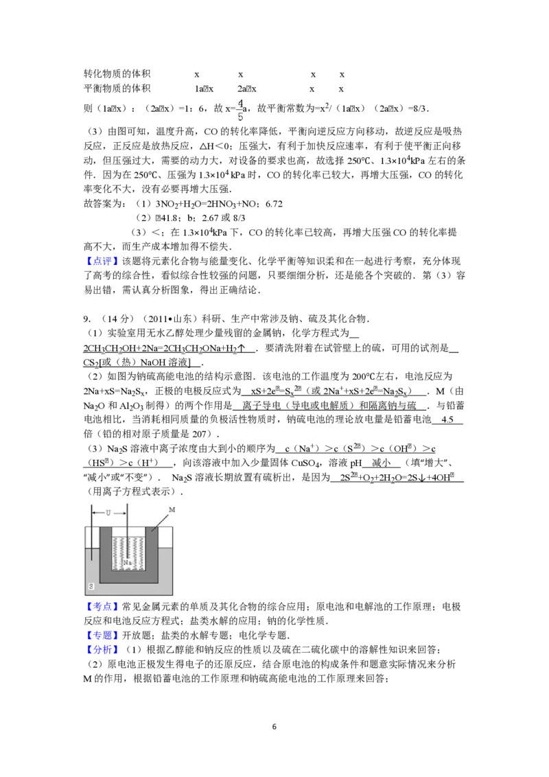 2011年高考真题化学（山东卷）（解析版）_全国卷+地方卷_5.化学_1.化学高考真题试卷_2008-2020年_地方卷_山东高考化学2008-2021_山东高考化学_A4版_PDF版