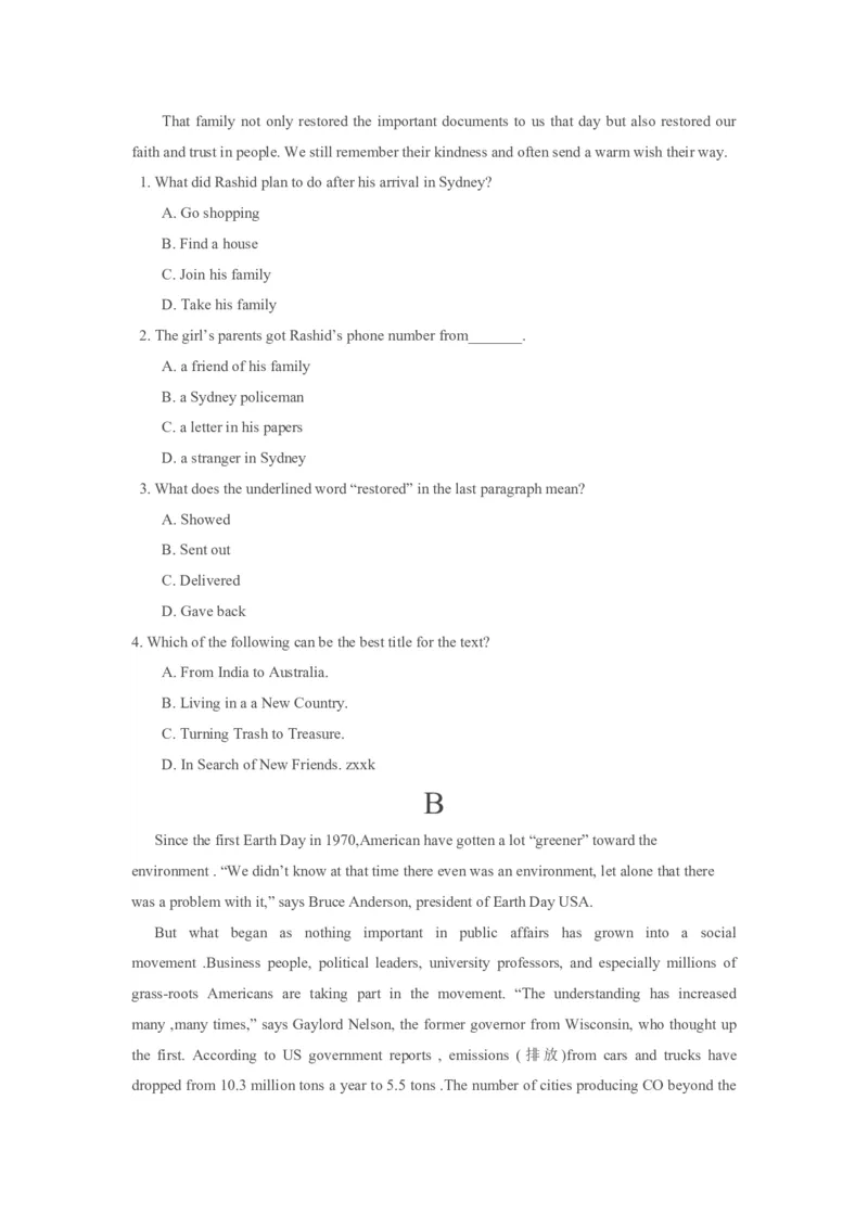 2014年贵州省高考英语试题及答案word版_全国卷+地方卷_3.英语_1.英语高考真题试卷_2008-2020年_地方卷_贵州高考英语（08-20，无听力）