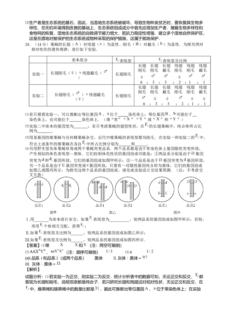 2015年高考真题生物（山东卷）（解析版）_全国卷+地方卷_6.生物_1.生物高考真题试卷_2008-2020年_地方卷_山东高考生物08-21_山东高考生物_A4版
