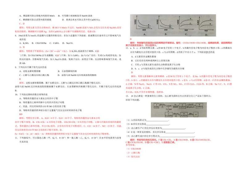 2015年海南高考化学试题及答案_全国卷+地方卷_5.化学_1.化学高考真题试卷_2008-2020年_地方卷_海南高考化学2008-2020_A3word版_答案版