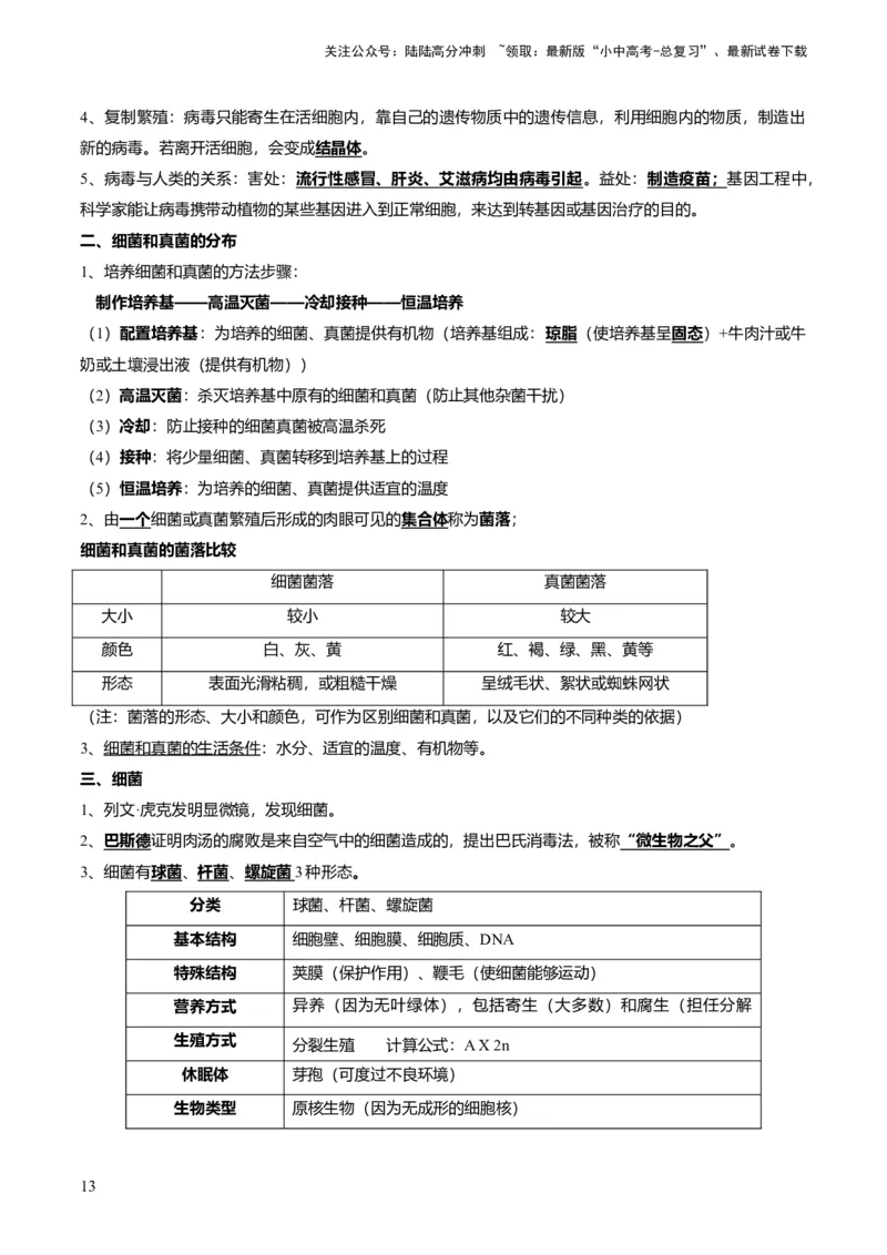 专题04细菌、真菌和病毒（解析版）_02中考总复习（2026版更新中）_08-生物-中考总复习_2024年中考复习资料_专项复习_备战2024年中考生物真题题源解密