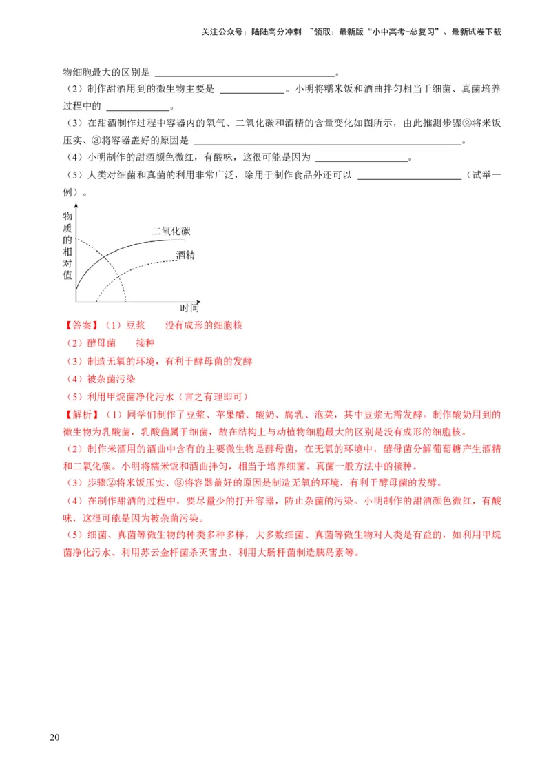 专题04细菌、真菌和病毒（解析版）_02中考总复习（2026版更新中）_08-生物-中考总复习_2024年中考复习资料_专项复习_备战2024年中考生物真题题源解密