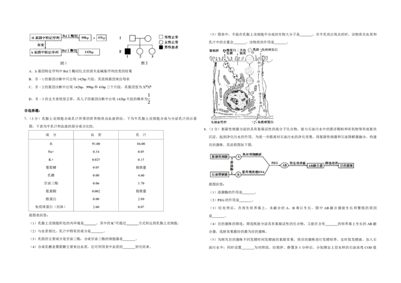 2011年天津市高考生物试卷_全国卷+地方卷_6.生物_1.生物高考真题试卷_2008-2020年_地方卷_天津高考生物07-21_A3word版_PDF版（赠送）