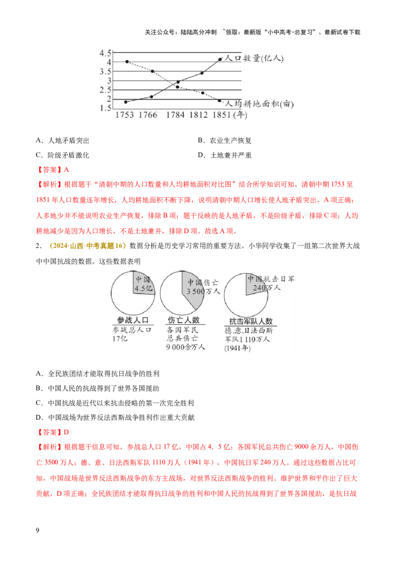 专题05图表、漫画类选择题（解析版）_02中考总复习（2026版更新中）_06-历史-中考总复习_2025年中考复习资料_2025年中考历史答题方法模板