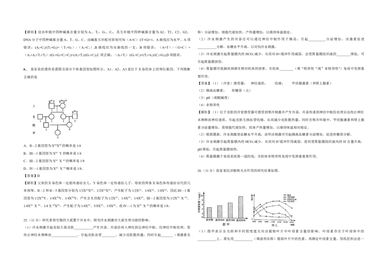 2014年高考真题生物（山东卷）（解析版）_全国卷+地方卷_6.生物_1.生物高考真题试卷_2008-2020年_地方卷_山东高考生物08-21_山东高考生物_A3版