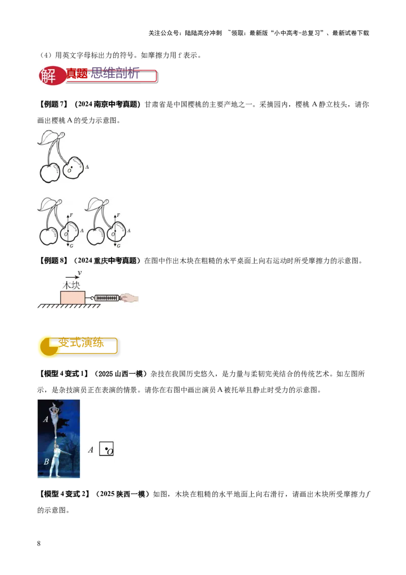 专题05平衡力（含相互作用力）与摩擦力问题（原卷版）_02中考总复习（2026版更新中）_04-物理-中考总复习_2025年中考复习资料_2025年中考物理答题方法模板