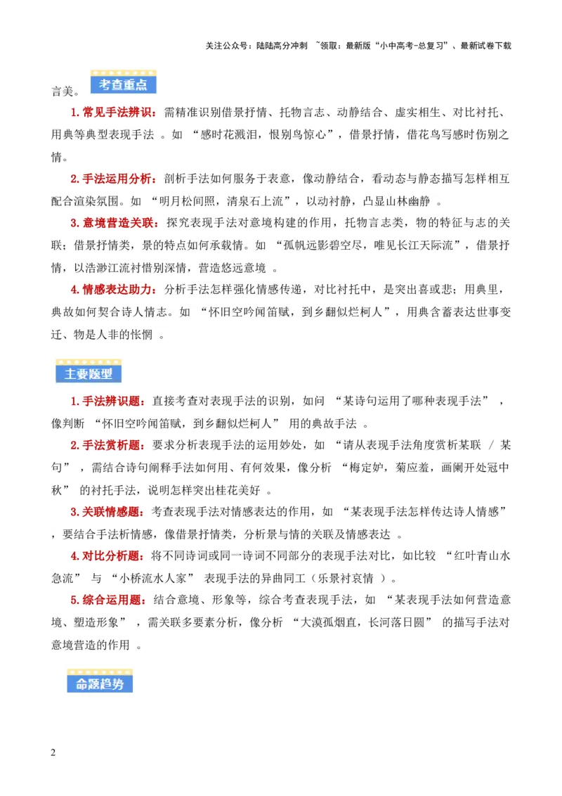 专题04：古诗词鉴赏之表现手法(讲义）解析版_02中考总复习（2026版更新中）_01-语文-中考总复习_2026年中考复习（更新中）