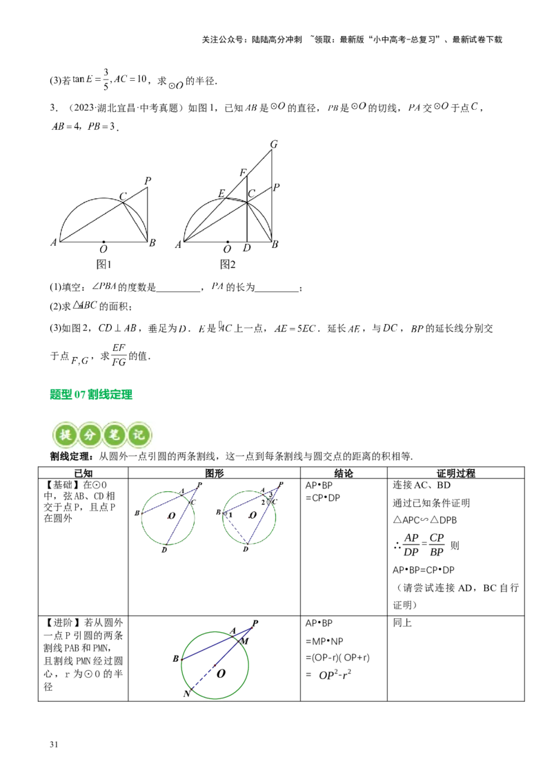 专题06圆中的相关证明及计算（讲练）（原卷版）_02中考总复习（2026版更新中）_02-数学-中考总复习_2024年中考复习资料_二轮复习资料_课件+讲义+练习_讲义