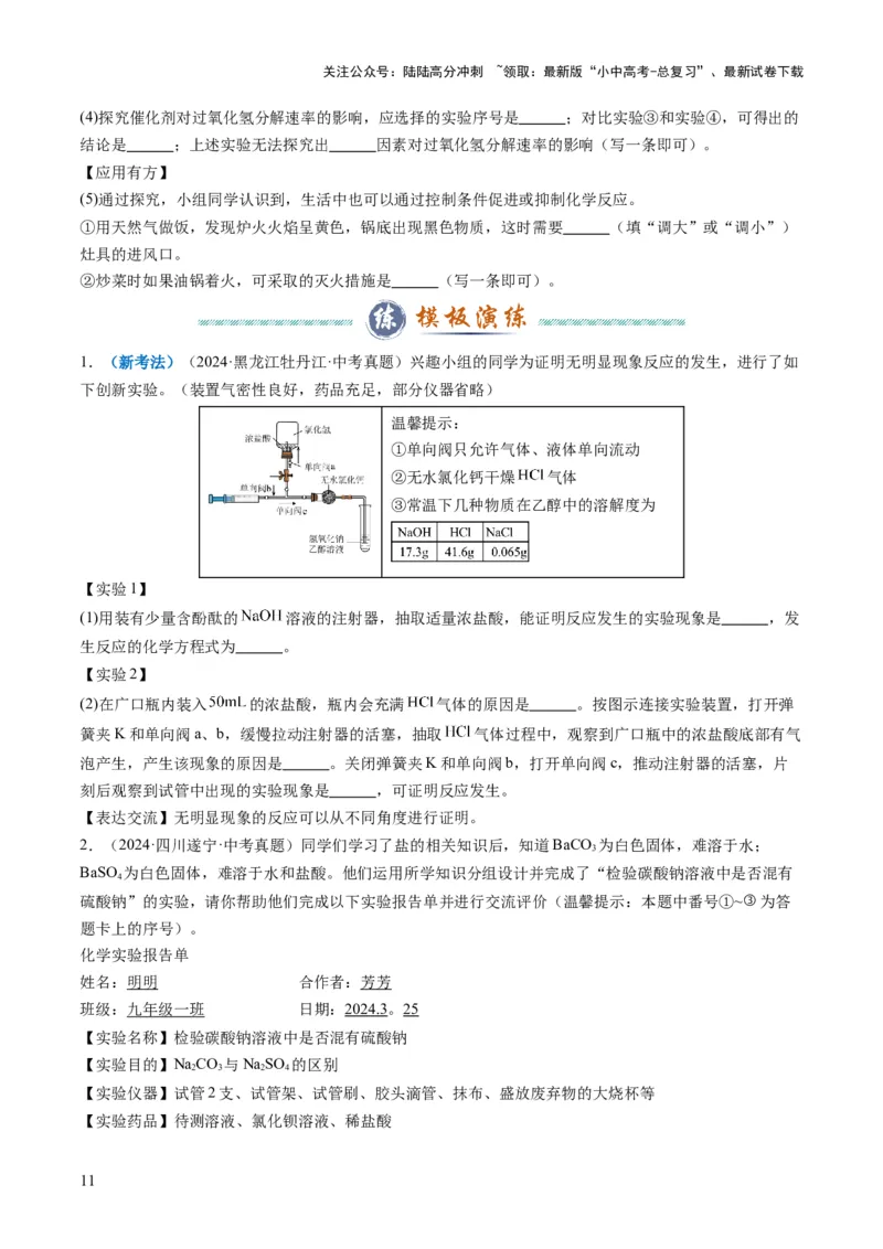 专题08实验探究题（原卷版）_02中考总复习（2026版更新中）_05-化学-中考总复习_2025年中考复习资料_2025年中考化学答题方法模板_专题08实验探究题-2025年中考化学答题方法模板