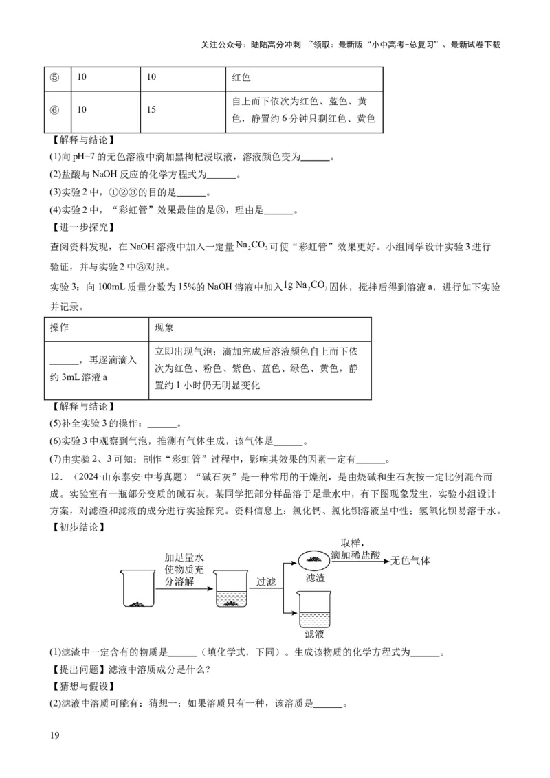 专题08实验探究题（原卷版）_02中考总复习（2026版更新中）_05-化学-中考总复习_2025年中考复习资料_2025年中考化学答题方法模板_专题08实验探究题-2025年中考化学答题方法模板