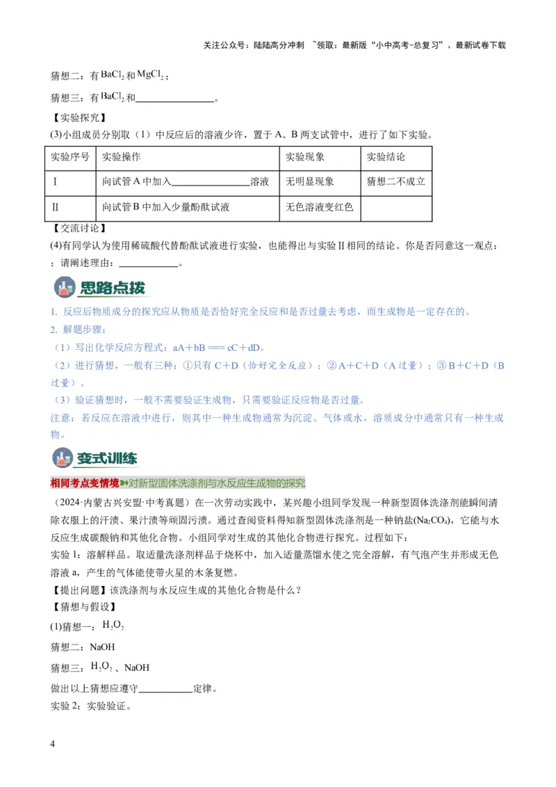 专题08实验探究题（原卷版）_02中考总复习（2026版更新中）_05-化学-中考总复习_2025年中考复习资料_2025年中考化学答题方法模板_专题08实验探究题-2025年中考化学答题方法模板