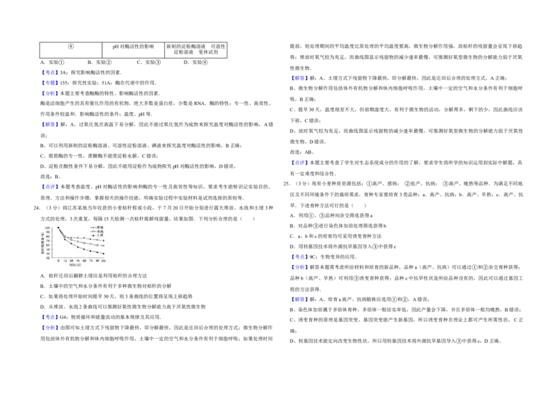 2013年江苏省高考生物试卷解析版_全国卷+地方卷_6.生物_1.生物高考真题试卷_2008-2020年_地方卷_江苏高考生物07-20_A3word版