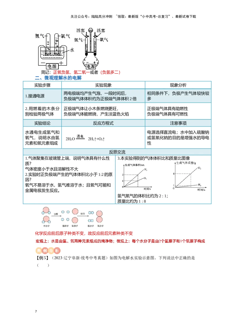 专题04水（原卷版）_02中考总复习（2026版更新中）_05-化学-中考总复习_2024年中考复习资料_一轮复习资料_完口袋书2024年中考化学一轮复习知识清单