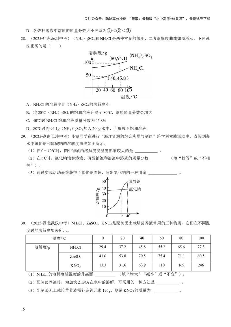 专题04水和溶液（原卷版）_02中考总复习（2026版更新中）_05-化学-中考总复习_2026年中考复习（更新中）_备战2026年中考化学真题题源解密