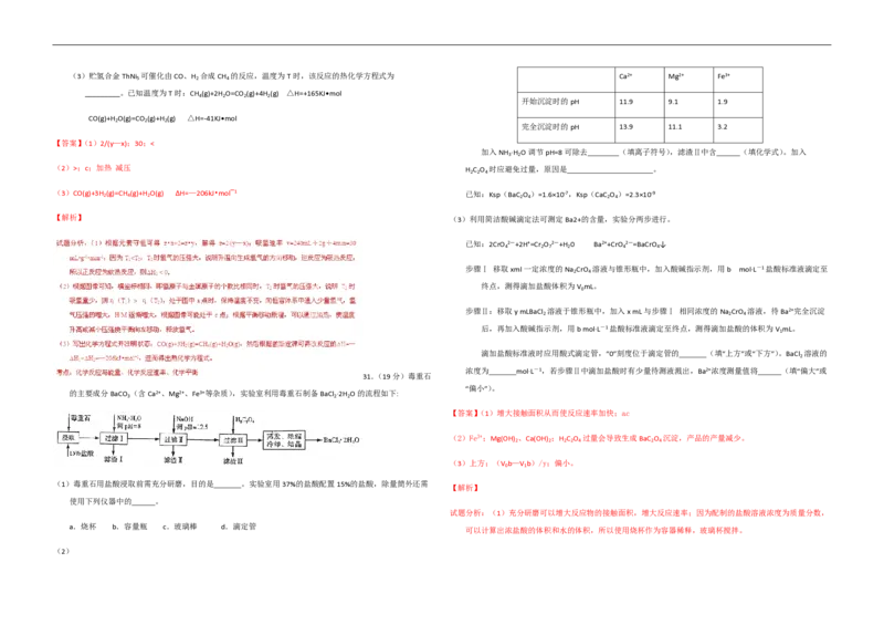 2015年高考真题化学（山东卷）（解析版）_全国卷+地方卷_5.化学_1.化学高考真题试卷_2008-2020年_地方卷_山东高考化学2008-2021_山东高考化学_A3版_PDF版