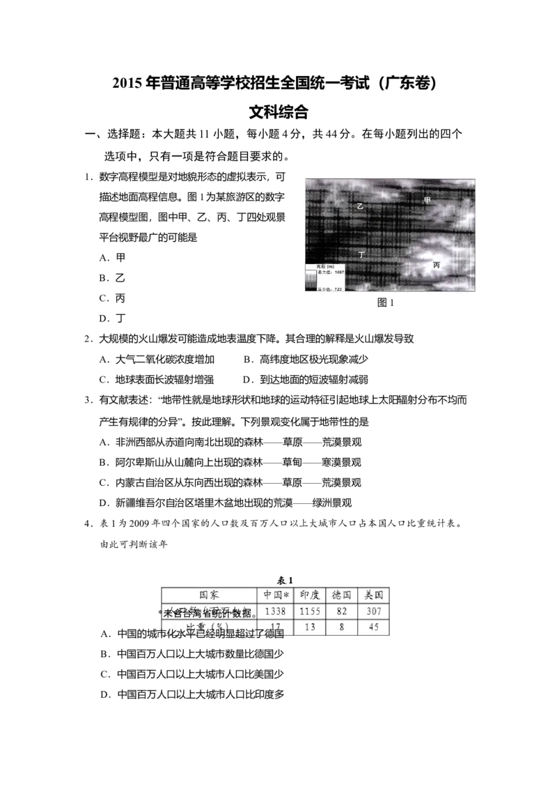 2015广东高考文综（地理）-高清word-附答案_全国卷+地方卷_8.地理_1.地理高考真题试卷_2008-2020年_地方卷_广东高考地理08-20