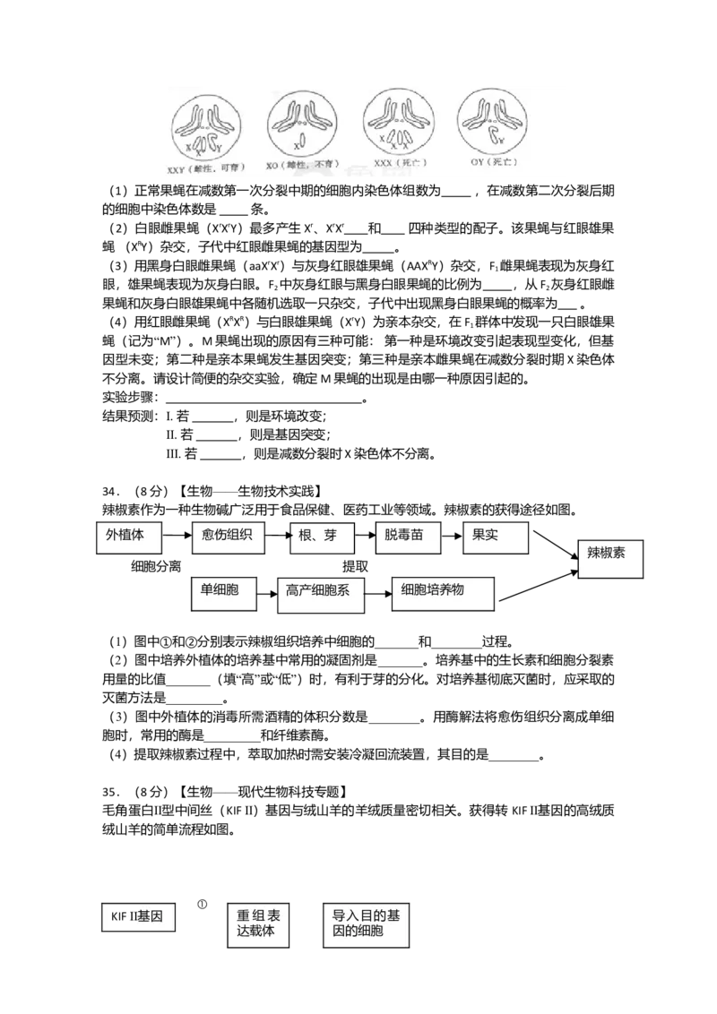 2012年高考真题生物（山东卷）（原卷版）_全国卷+地方卷_6.生物_1.生物高考真题试卷_2008-2020年_地方卷_山东高考生物08-21_山东高考生物_A4版