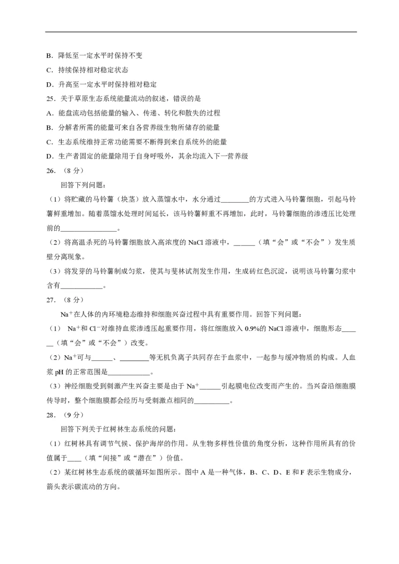 2015年高考海南省生物（原卷版）_全国卷+地方卷_6.生物_1.生物高考真题试卷_2008-2020年_地方卷_海南高考生物08-20_A4word版_PDF版（赠送）