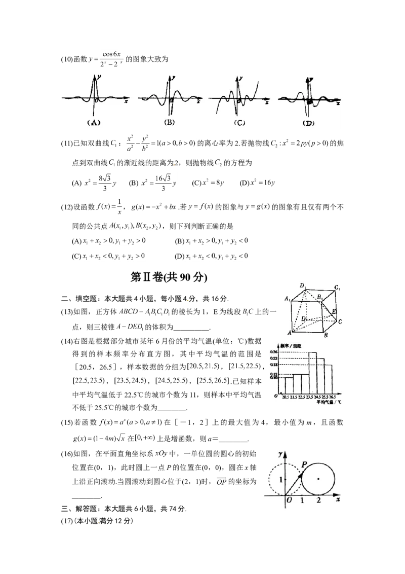 2012年高考真题数学文（山东卷）（原卷版）_全国卷+地方卷_2.数学_1.数学高考真题试卷_2008-2020年_地方卷_山东高考数学08-22_A4版
