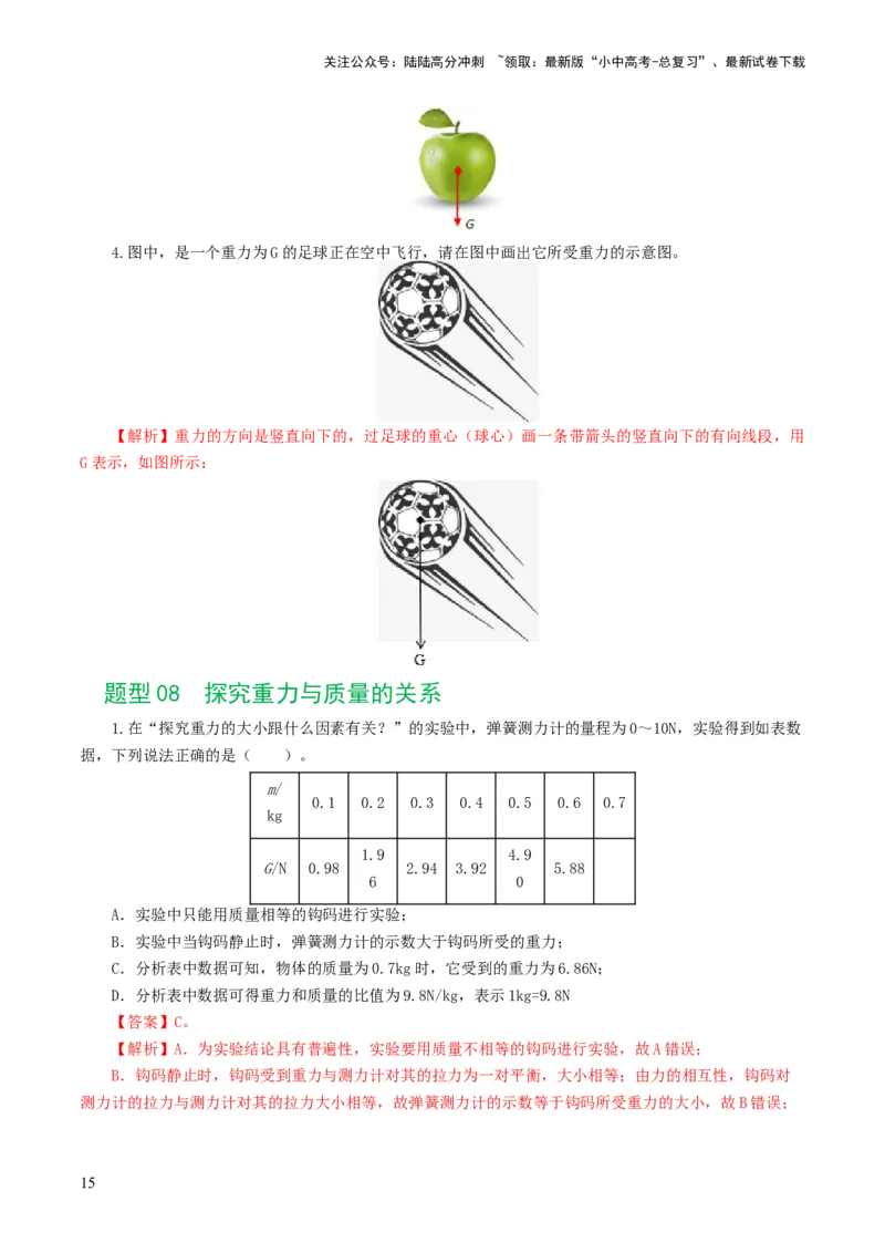 专题08力（8题型）（练习）（解析版）_02中考总复习（2026版更新中）_04-物理-中考总复习_2024年中考复习资料_一轮复习_课件+讲义+练习2024年中考物理一轮复习讲练测（全国通用）