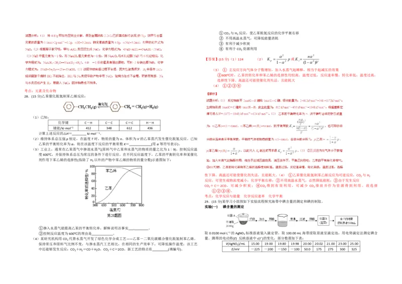 2015年浙江省高考化学6月（解析版）_全国卷+地方卷_5.化学_1.化学高考真题试卷_2008-2020年_地方卷_浙江高考化学2008-2021_A3word版_PDF版（赠送）