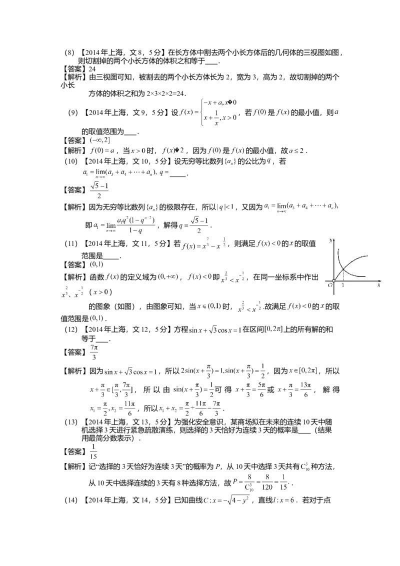 2014年上海高考数学真题（文科）试卷（word解析版）_全国卷+地方卷_2.数学_1.数学高考真题试卷_2008-2020年_地方卷_地方卷高考文科数学_上海文科数学02-16