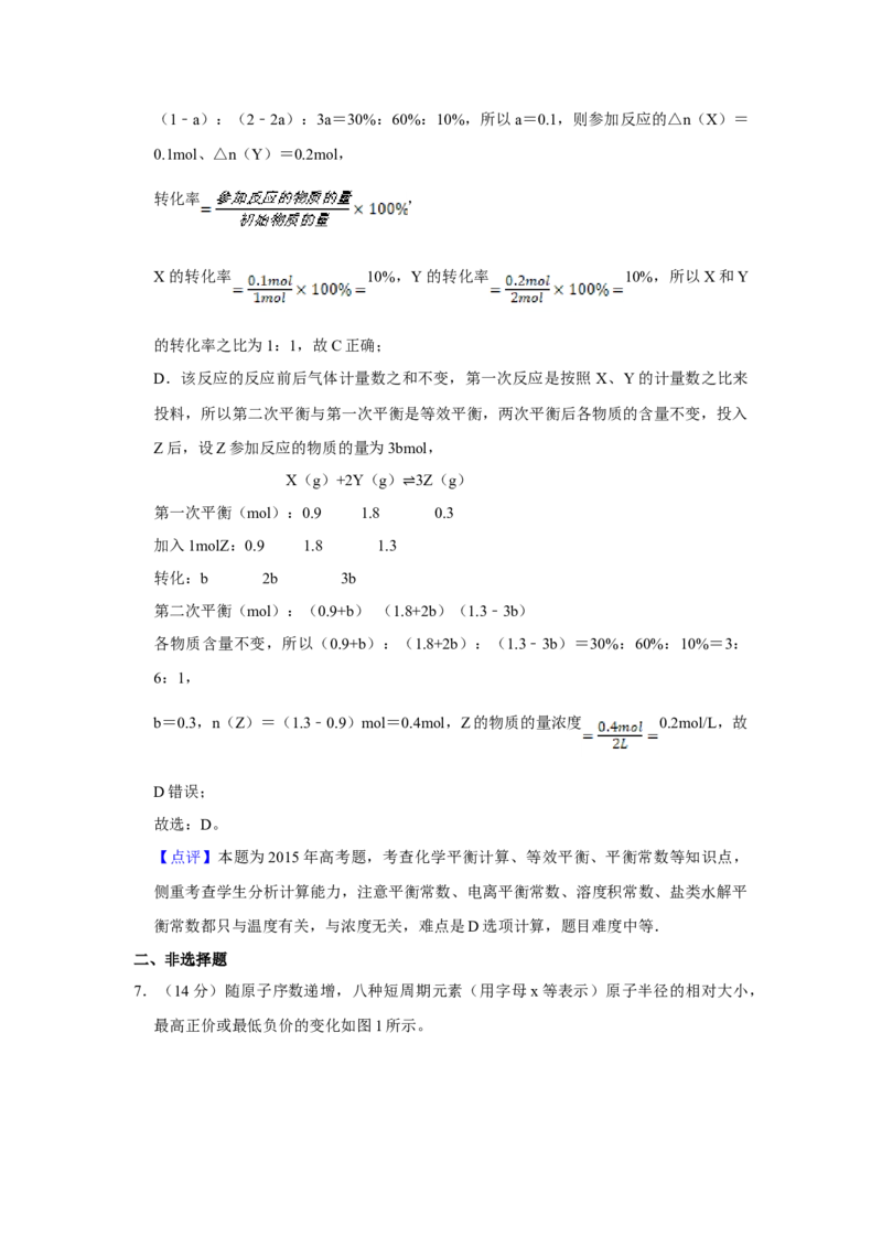 2015年天津市高考化学试卷解析版_全国卷+地方卷_5.化学_1.化学高考真题试卷_2008-2020年_地方卷_天津高考化学2007-2021_A4word版