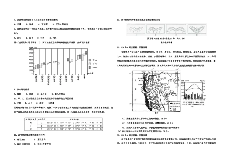2015年高考真题地理（山东卷）（原卷版）_全国卷+地方卷_8.地理_1.地理高考真题试卷_2008-2020年_地方卷_山东高考地理08-21_山东高考地理_A3版_pdf.版