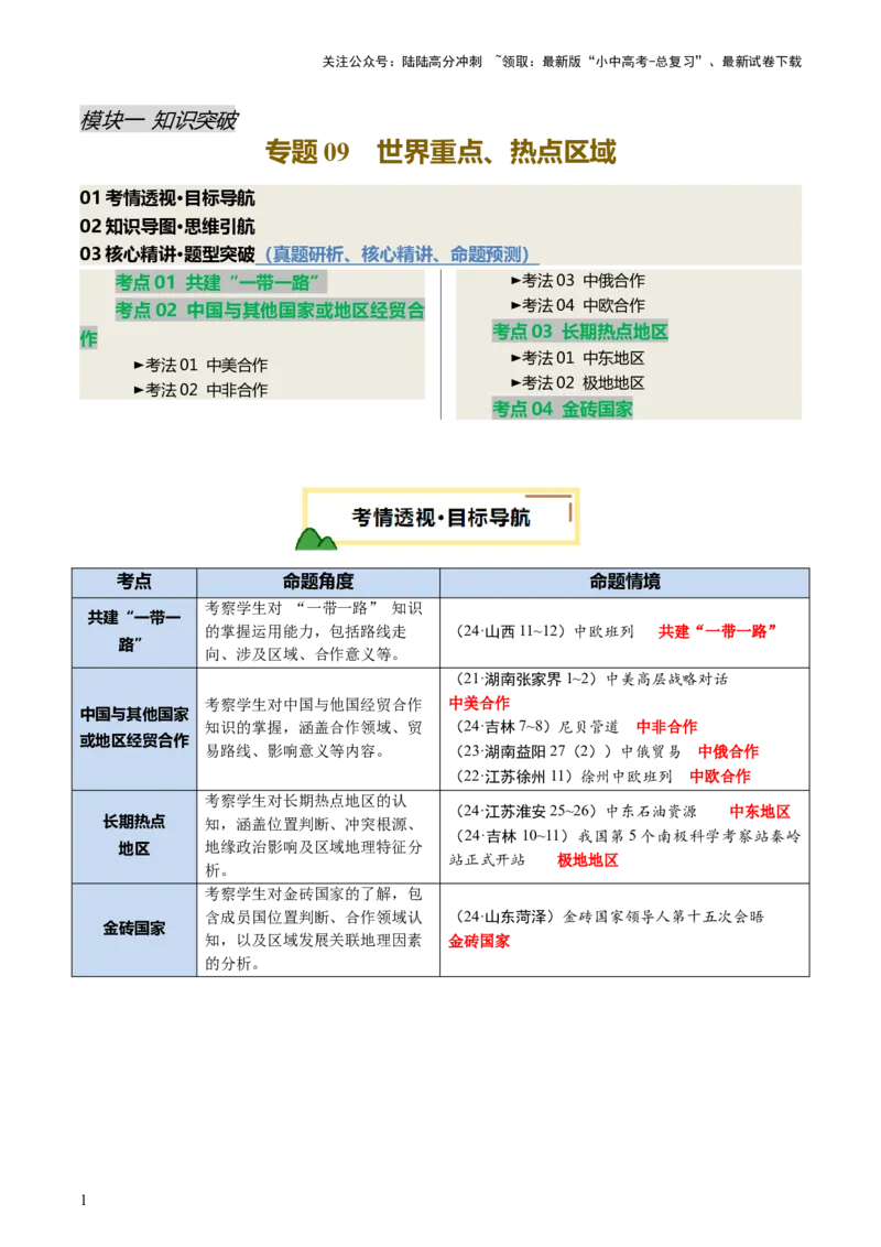 专题09世界重点、热点区域（讲练）（解析版）_02中考总复习（2026版更新中）_09-地理-中考总复习_2025中考地理复习资料_2025中考二轮课件ppt+讲义+练习地理_讲义+练习