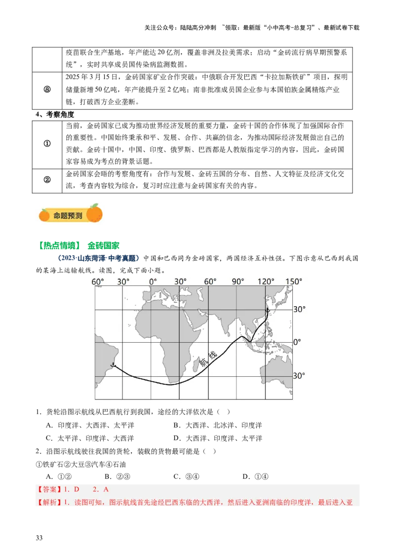 专题09世界重点、热点区域（讲练）（解析版）_02中考总复习（2026版更新中）_09-地理-中考总复习_2025中考地理复习资料_2025中考二轮课件ppt+讲义+练习地理_讲义+练习