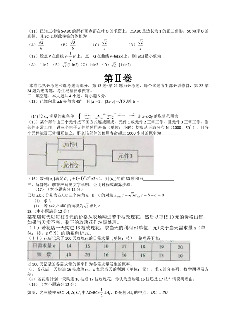 2012年海南省高考数学（原卷版）（理科）_全国卷+地方卷_2.数学_1.数学高考真题试卷_2008-2020年_地方卷_海南高考数学08-22_A4word版_原卷版（建议只打印原卷版，答案版手机对答案即可）