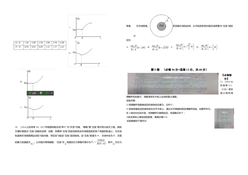 2014年高考真题物理（山东卷）（原卷版）_全国卷+地方卷_4.物理_1.物理高考真题试卷_2008-2020年_地方卷_山东高考物理08-21_山东高考物理_A3版